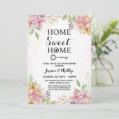 引っ越し祝いパーティーパーティーピンクフラワーズニューホームハウス 招待状 (スタンド正面)