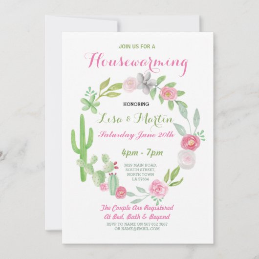 引っ越し祝いパーティーパーティーフィエスタカクタス招待状 招待状 (正面)