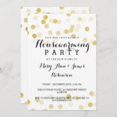 引っ越し祝いパーティーパーティーフェイク金箔グリッター灯 招待状 (正面/裏面)