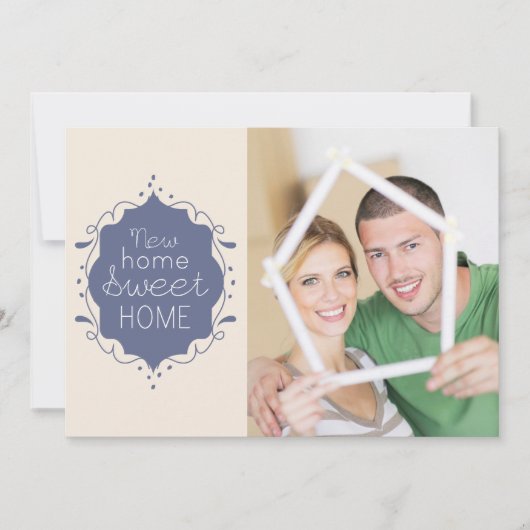 引っ越し祝いパーティーパーティーフォト招待状/青 招待状 (正面)