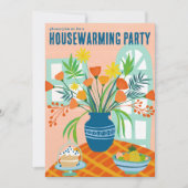 引っ越し祝いパーティーパーティーフローラブーケニューホームカワイイ 招待状 (正面)