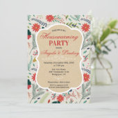 引っ越し祝いパーティーパーティーフローラルパターン招待状 招待状 (スタンド正面)