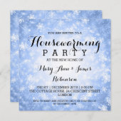 引っ越し祝いパーティーパーティーブルーウィンターワンダーランド 招待状 (正面/裏面)