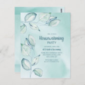 引っ越し祝いパーティーパーティーブルーグリーンウォーター葉カラー ポストカード (正面/裏面)