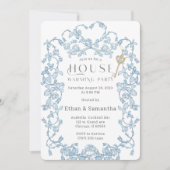 引っ越し祝いパーティーパーティーブルーテンプレート 招待状 (正面)