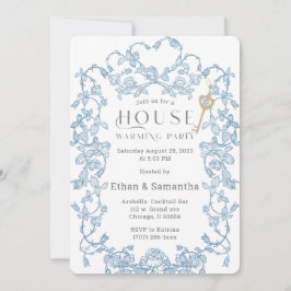 引っ越し祝いパーティーパーティーブルーテンプレート 招待状