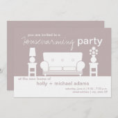 引っ越し祝いパーティーパーティーホワイトリビング 招待状 (正面/裏面)