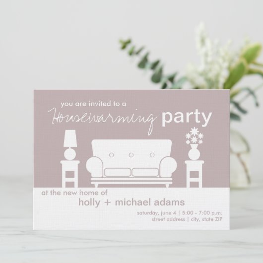 引っ越し祝いパーティーパーティーホワイトリビング 招待状 (スタンド正面)