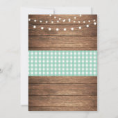 引っ越し祝いパーティーパーティーミントチェックウッドホームBBQ招待状 招待状 (裏面)