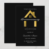 引っ越し祝いパーティーパーティーモダンミニマリストホーム金ゴールド 招待状 (正面/裏面)