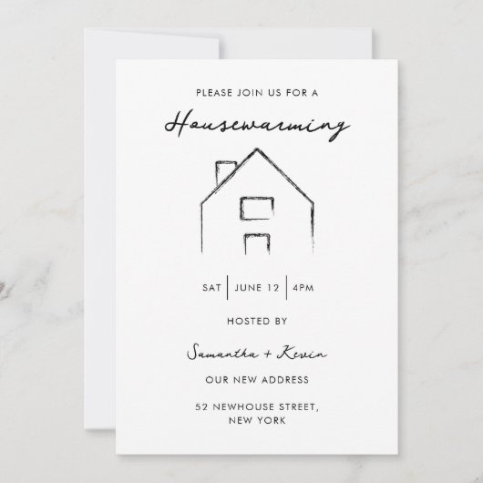 引っ越し祝いパーティーパーティーモダンミニマリストホーム 招待状 (正面)