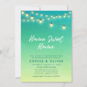 引っ越し祝いパーティーパーティーライトウォーターカラーシーガラス 招待状 (正面)