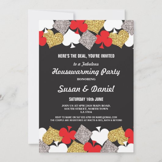 引っ越し祝いパーティーパーティーラスベガスカジノロイヤル招待状 招待状 (正面)