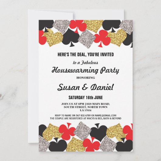 引っ越し祝いパーティーパーティーラスベガスカジノロイヤル招待状 招待状 (正面)