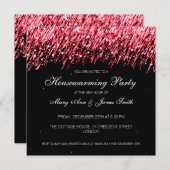 引っ越し祝いパーティーパーティーレッドフォールリングスターズ 招待状 (正面/裏面)