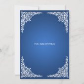 引っ越し祝いパーティーパーティーヴィンテージが青に旋回 招待状 (裏面)