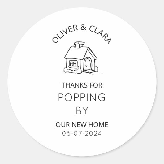引っ越し祝いパーティーパーティー感謝していのラベルを付けるPopcornステッカー ラウンドシール (正面)