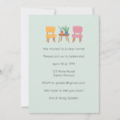 引っ越し祝いパーティーパーティー招待状かわいいリビングルームの棚 招待状 (裏面)