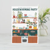 引っ越し祝いパーティーパーティー招待状キュートアートコージーキッチン 招待状 (スタンド正面)