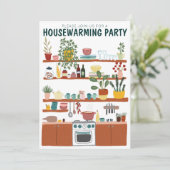 引っ越し祝いパーティーパーティー招待状キュートアートコージーキッチン 招待状 (スタンド正面)