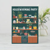 引っ越し祝いパーティーパーティー招待状キュートアートコージーキッチン 招待状 (スタンド正面)