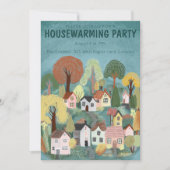 引っ越し祝いパーティーパーティー招待状キュートカントリービレッジアート 招待状 (正面)