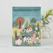 引っ越し祝いパーティーパーティー招待状キュートカントリービレッジアート 招待状 (スタンド正面)