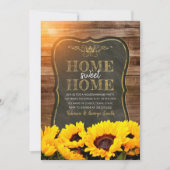 引っ越し祝いパーティーパーティー秋ヒマワリチャルクボードウッド 招待状 (正面)