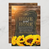 引っ越し祝いパーティーパーティー秋ヒマワリチャルクボードウッド 招待状 (正面/裏面)