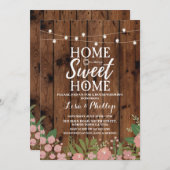 引っ越し祝いパーティーパーティー素朴フローラウッド鍵招待状 招待状 (正面/裏面)