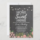 引っ越し祝いパーティーパーティー素朴フローラチョーク鍵招待状 招待状 (正面)