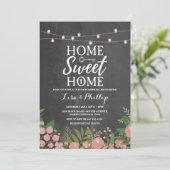 引っ越し祝いパーティーパーティー素朴フローラチョーク鍵招待状 招待状 (スタンド正面)