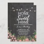 引っ越し祝いパーティーパーティー素朴フローラチョーク鍵招待状 招待状 (正面/裏面)