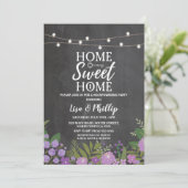 引っ越し祝いパーティーパーティー素朴フローラチョーク鍵招待状 招待状 (スタンド正面)