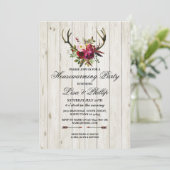 引っ越し祝いパーティーパーティー素朴〔雄ジカの〕枝角スタグ招待状 招待状 (スタンド正面)