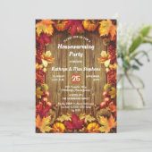 引っ越し祝いパーティーパーティー素朴- Woodsy紅葉 招待状 (スタンド正面)