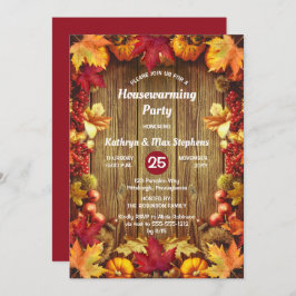 引っ越し祝いパーティーパーティー素朴- Woodsy紅葉I 招待状