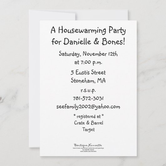 引っ越し祝いパーティーパーティー軍隊 招待状 (裏面)