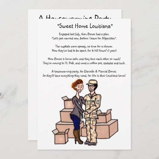 引っ越し祝いパーティーパーティー軍隊 招待状 (正面/裏面)