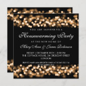 引っ越し祝いパーティーパーティー金ゴールドハリウッドグラム 招待状 (正面/裏面)