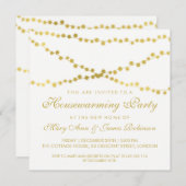 引っ越し祝いパーティーパーティー金ゴールド白熱［赤熱］光を放つストリングライト 招待状 (正面/裏面)