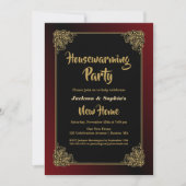 引っ越し祝いパーティーパーティー黒金ゴールド枠 招待状 (正面)