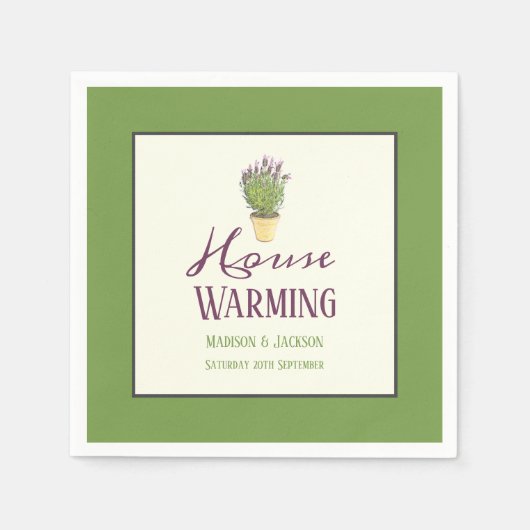 引っ越し祝いパーティーパーティー|シックエレガントラベフランスのンダー スタンダードカクテルナプキン (正面)