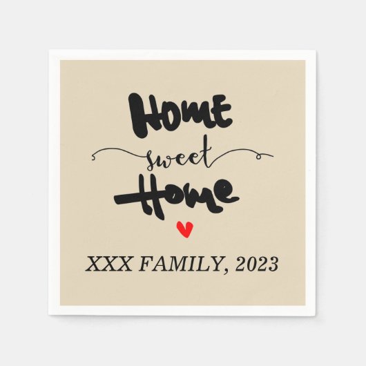 引っ越し祝いパーティーパーティー – ニューホーム、ホームスウィートホームチャ スタンダードカクテルナプキン (正面)