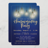 引っ越し祝いパーティーパーティー |光の白熱［赤熱］光を放つ列 招待状 (正面/裏面)