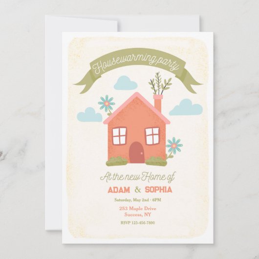 引っ越し祝いパーティーパーティー 招待状 (正面)