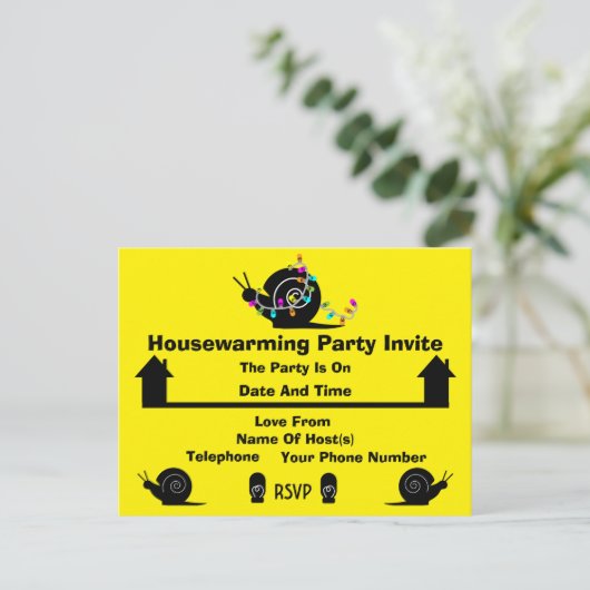 引っ越し祝いパーティーパーティー |自宅に移動 |おもしろい招待状 案内ポストカード (スタンド正面)