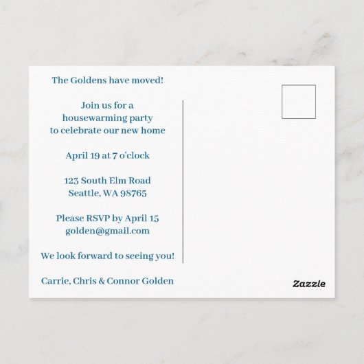 引っ越し祝いパーティーフローラブーケ新ホームアドレスカワイイ ポストカード (裏面)