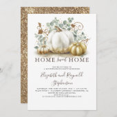 引っ越し祝いパーティーホームスイーツ秋ホワイトパンプキン 招待状 (正面/裏面)