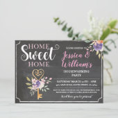 引っ越し祝いパーティーホームスイートホーム鍵フラワーズチョーク 招待状 (スタンド正面)